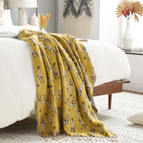 Mark&Day Throw Blanket for Couch, Tollet Cottage Boho Mustard Decorative