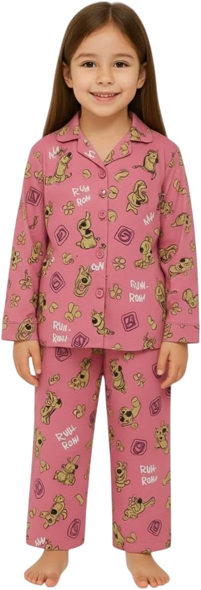 Summer Casual Wear Self Design Cartoons Printed Full Sleeve 100% Pure Cotton Girls Kid's Top Bottom Set/Night Suit