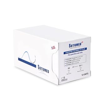 Assorted Training Suture Plus Pack | Includes 12 Mixed Suture Thread with Needle 0, 2-0, 3-0 Absorbable & Non-Absorbable | for Medical Student, Nursing & Vet Student Suture Training