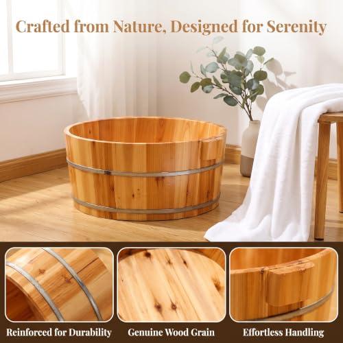 Bañera de pies de madera sólida para spa y masaje miniatura 3