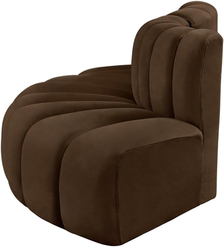 BOWERY HILL Contemporary Modular Sectional Sofa, 77" W x 37" D x 30" H, Soft Brown Velvet Upholstery, Deep Channel Tufting, Versatile Living Room Seating, Modern Design for Custom Configurations