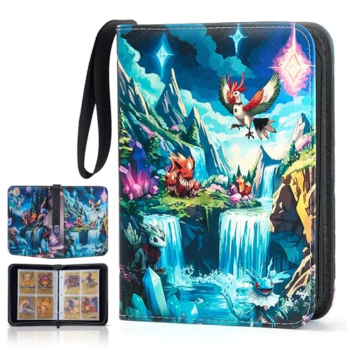 Classeur Carte à Collectionner 440 Cartes – Album de Rangement avec 50 Pages Sleeves, Range Carte à Fermeture Zip – Compatible avec Cartes Pokémon, Magic, One Piece – Idée Cadeau Collectionneur