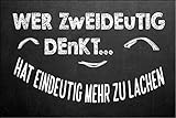 Schatzmix Spruch Wer Zweideutig Denkt… Hat eindeutig mehr zu lachen. Metallschild 20x30 cm Wanddeko tin Sign Blechschild, Blech, Mehrfarbig