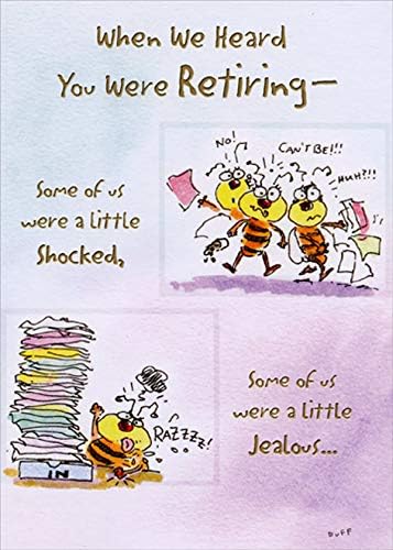 Designer Greetings Shocked Worker Bees Funny/Humorous Retirement Congratulations Card from All of Us