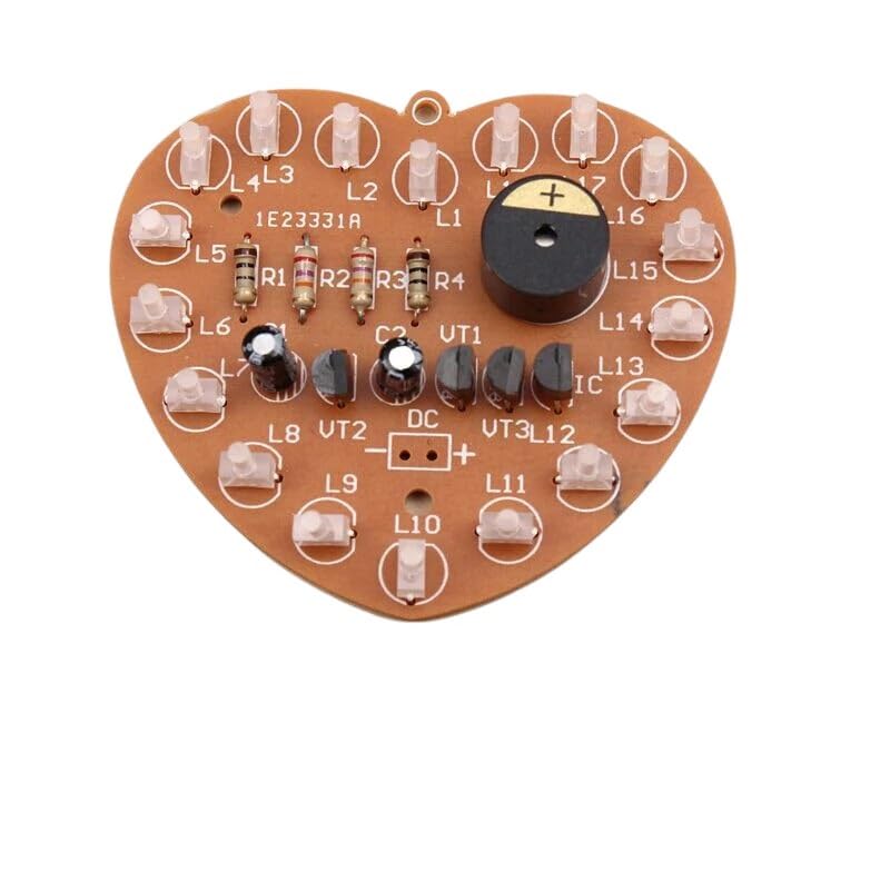 DIY Kit Music Flash Light Kits 18 LEDs Heart-Shaped Red Blue Dual-Color Flashing Happy Birthday Gift Electronic Fun Parts New 2025 High for Reliable Component, Precision, Stable Performance
