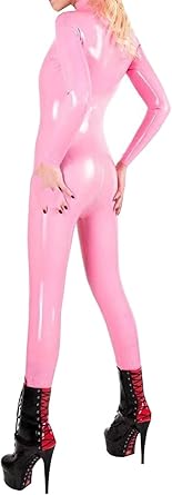 اللاتكس المطاط Gummi Catsuits المجهزة Catsuit الجبهة مع سحاب طويل الأكمام Bodysuit Jumpsuit حسب الطلب 0.4 mm