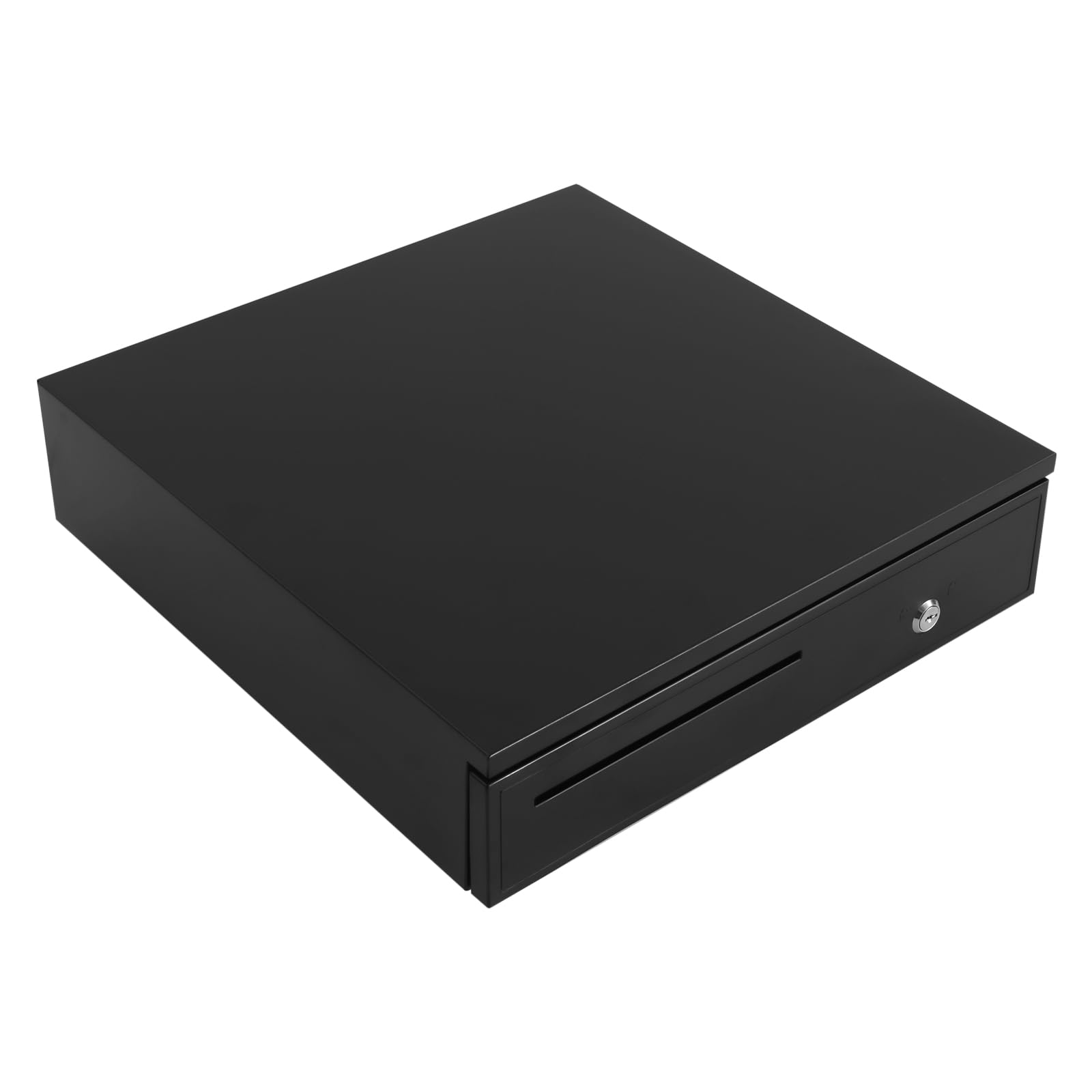 Cassetto per cassa leggero con 5 scomparti per banconote e 8 scomparti estraibili per monete e chiave, apertura nero, con cavo Rj11 per negozi