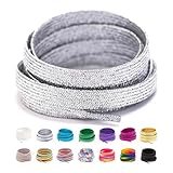 Booyckiy Flat Colorful Shiny Glitter Shoelaces, 2/5' Rainbow Shoe Laces for Sneakers Silver 47inch (120cm)