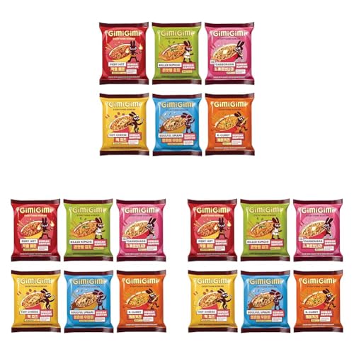 Image of GIMI GIMI - Weely combo of pack of Fiery Hot, Killer Kimchi, K-curry, Hot Cheese, Carbonara, and Soulful Umami | Veg Korean Noodles | Authentic Korean-Style Instant Noodles (Pack of 3)