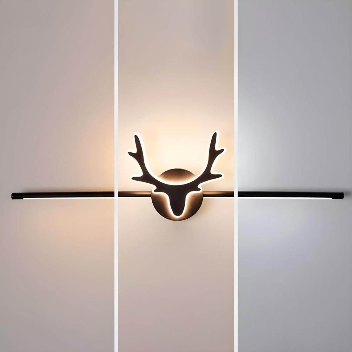 RUNNUP 3 Light Bathroom Vanity Light Fixture Black Wall Sconce Lighting Rustic Deer LED Farmhouse Light for Bathroom Dressing Table, 31.5" Third Gear Dimming