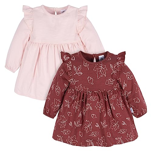 Image of Gerber Baby-Girls Toddler 2-Pack Long Sleeve Dresses