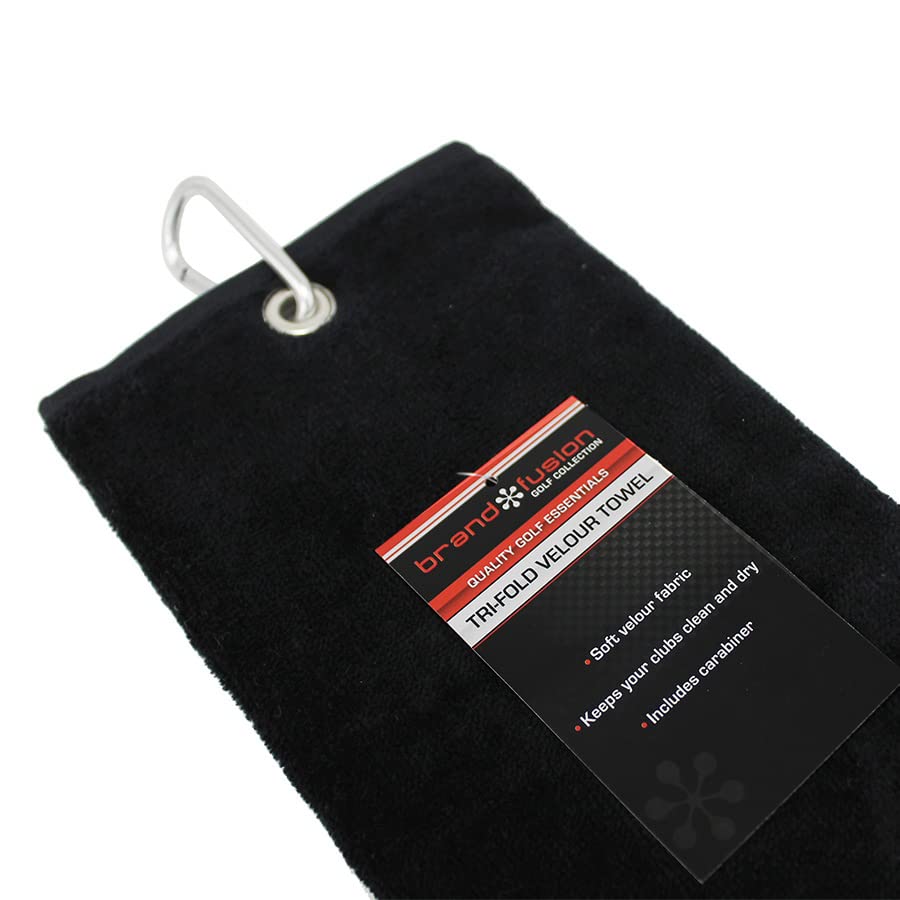 Brand Fusion Tri-Fold Velour Black Towel - Image 2