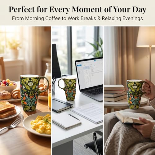 Mug de cerámica con tapa 17 oz color verde miniatura 4