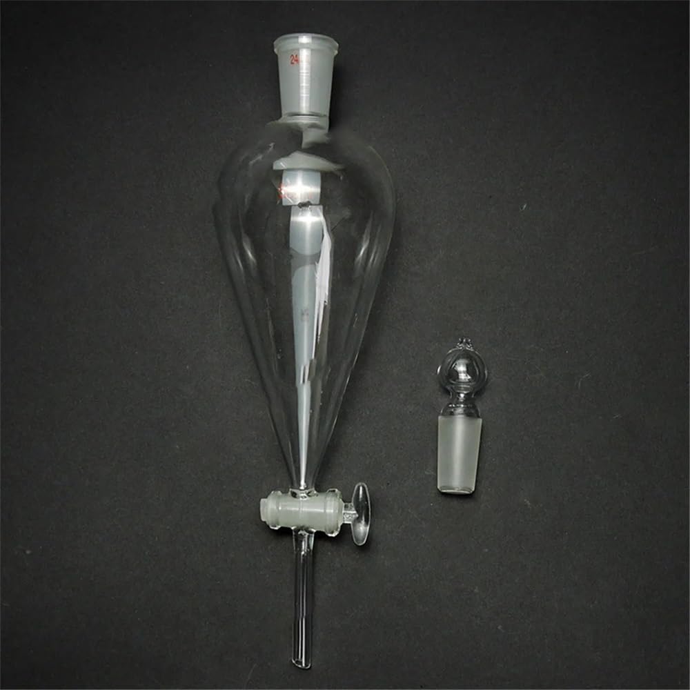 Embudo de separación de vidrio 24/29 de 500 ml, tubo de goteo recto con cristalería de laboratorio
