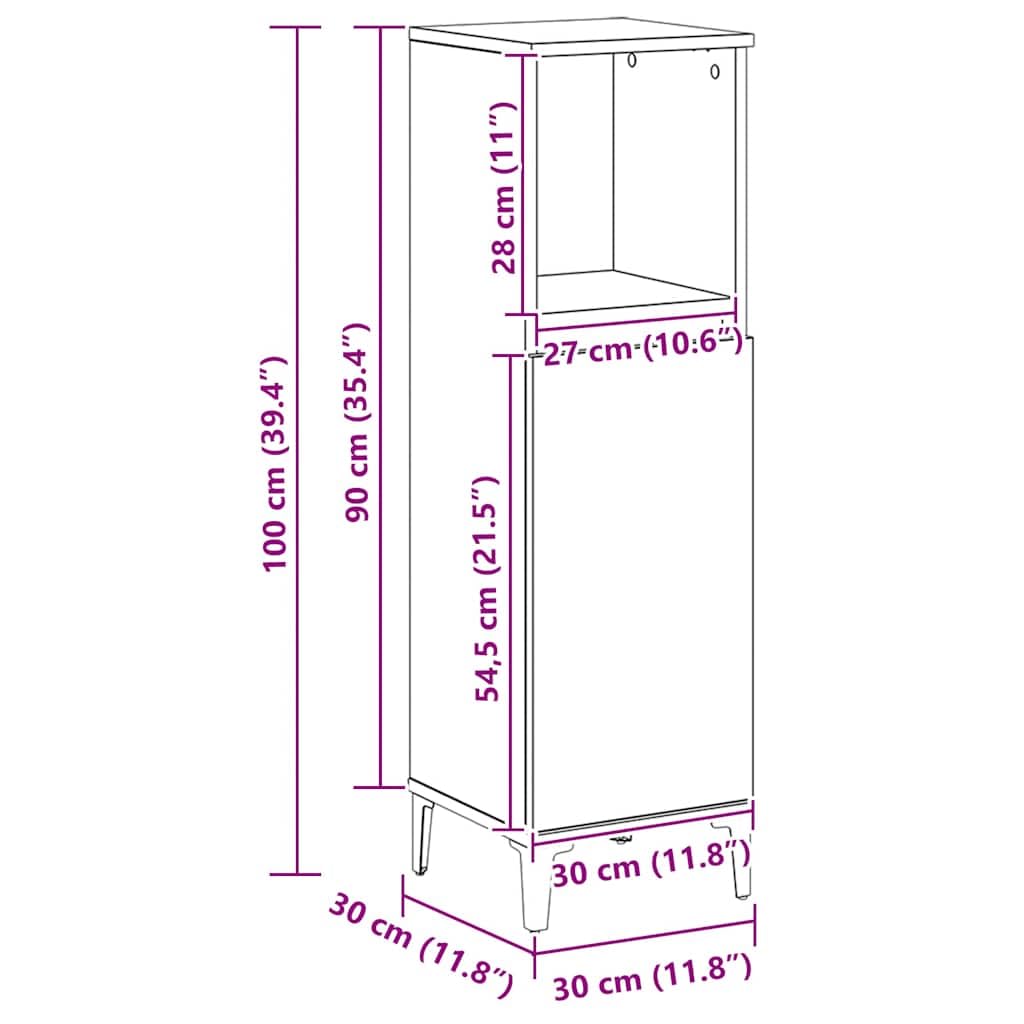 vidaXL Armario de baño Madera de ingeniería Roble Artisan 30x30x100 cm