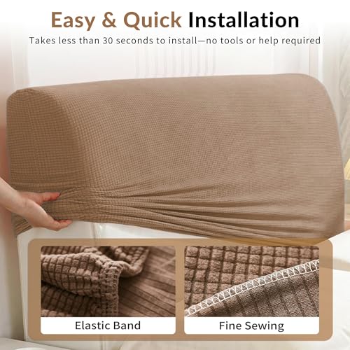 Image of Cotton Blend Moisture Wicking Bed Headboard Cover For King Size, Snug Fit Head Board Covers For Beds, Breathable And Washable Double Bed Back Cover, Universal Fit Headboard Slipcover (Brown)