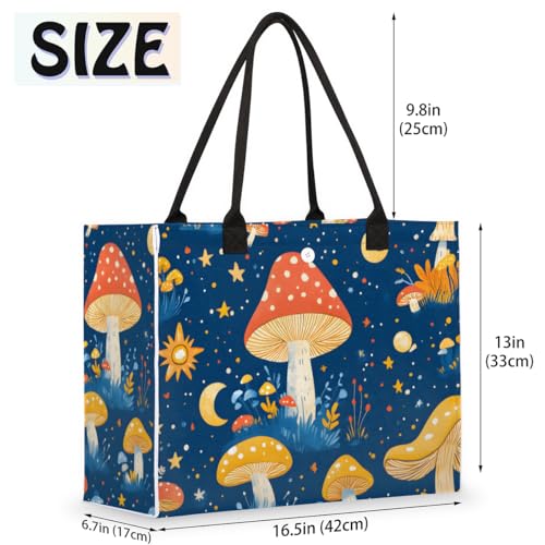 Mushroom Stars Tote Bag for Women Large Beach Bag Reusable Tote Bags for Work Travel Beach Shopping2