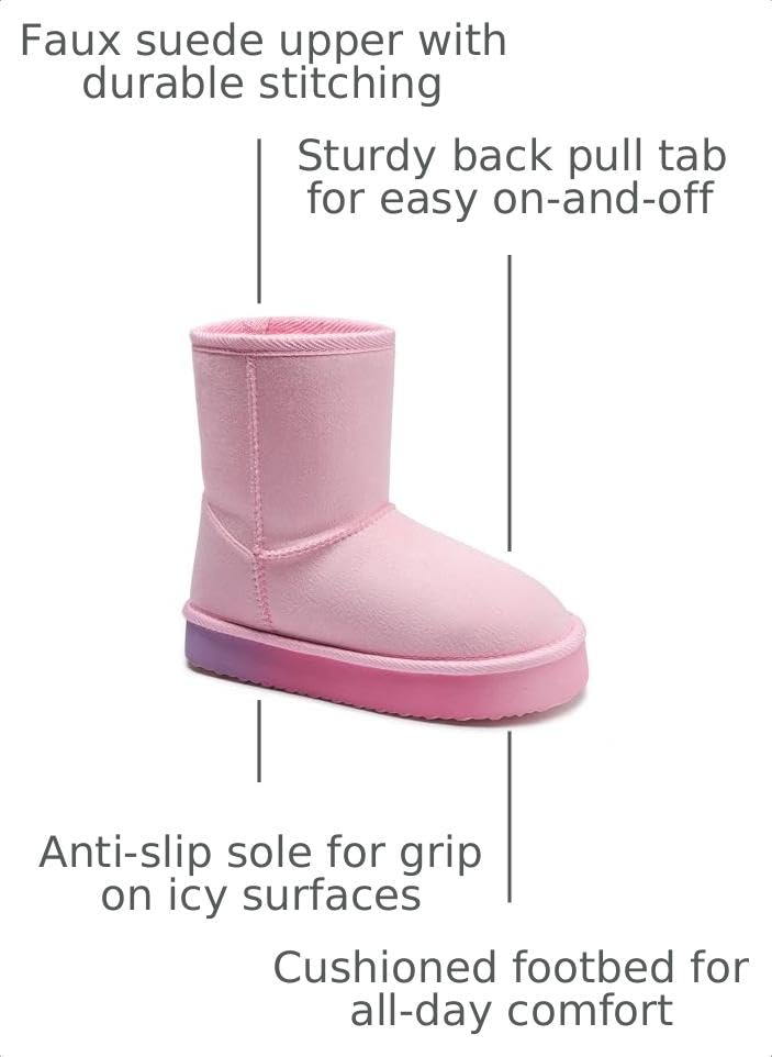 Image of FabKids Girls' Warm Fleece Lined Platform Snow Boots Non-Slip Ankle Winter Boots