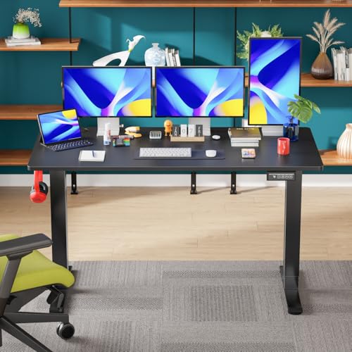 Image of PayLessHere 55 Inch Electric Standing Desk Computer Desk with Large Space and Headphone Holder Office Desk with Electric Lifting and 2 Memory Function for Office Meeting Room,Black