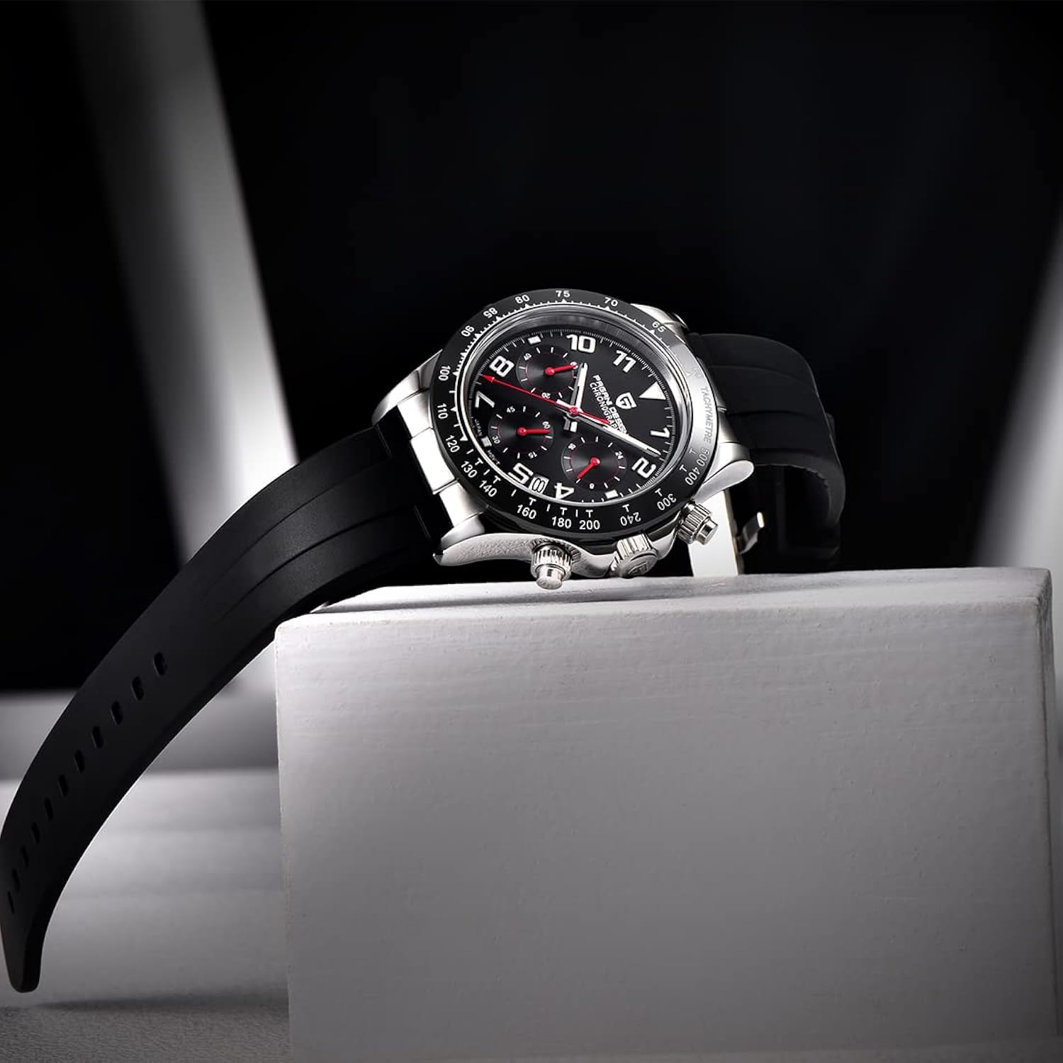 PAGANI DESIGN Orologio al quarzo da uomo in gomma zaffiro resistente allacqua Cronografo Calendario automatico Reloj Hombre 1687 PAGANI DESIGN Orologio al quarzo da uomo in gomma zaffiro resistente allacqua Cronografo Calendario automatico Reloj Hombre 1687