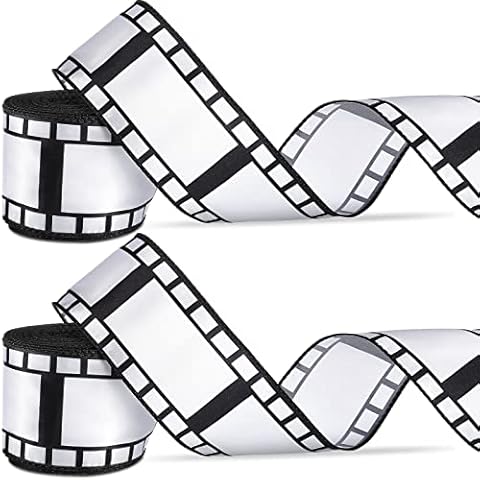 2.5 Inch 20 Yards Filmstrip Ribbon Filmstrip Decorating Material Party Accessory for Themed Party Table Decor Home DIY Wrapping Wreaths Crafts Christmas Tree (2 Roll) Cover