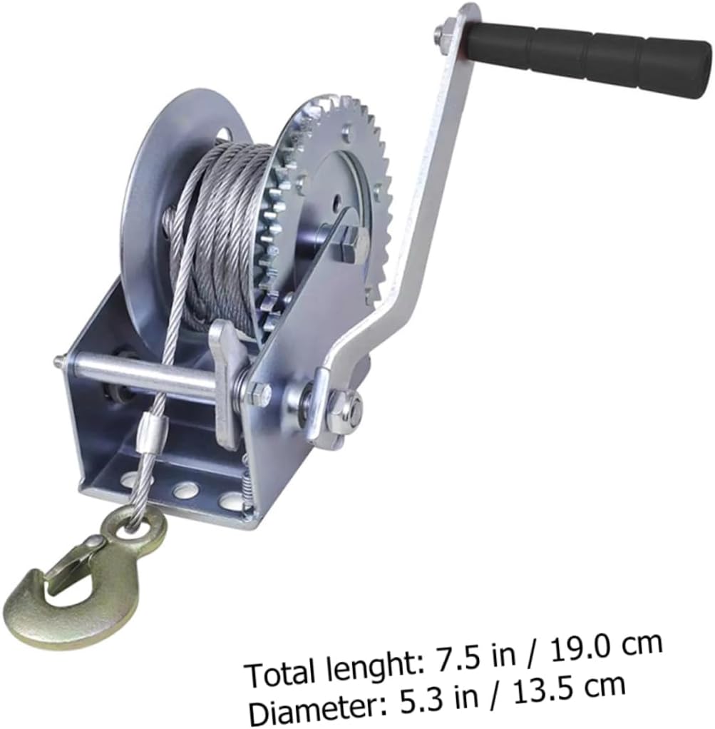 3500LBS Hand Winch with 10m Steel Cable Heavy Duty Manual Winch for Cars Trailers and Boats Portable Hauling Tool for-Road and Towing Applications