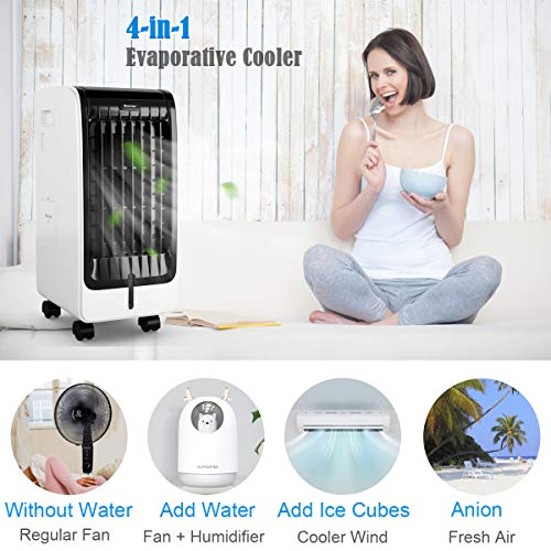 image for COSTWAY Evaporative Cooler, 4-in-1 Portable Cooling, Fan, Humidifier, 