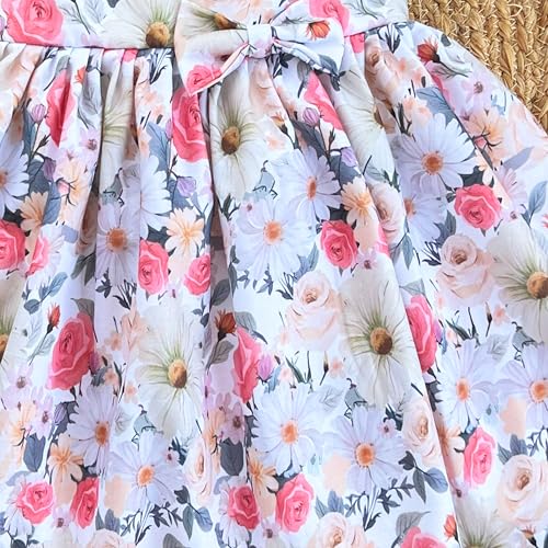 Image of Stanwells Kids Dress for Girls Heart Embroidery Pattern Knee Length Applique Kerala Ethnic Cotton Frock for Baby Girls Zipper Cap Sleeve Dress for Girls Cream & Red (6 Months - 7 Years)