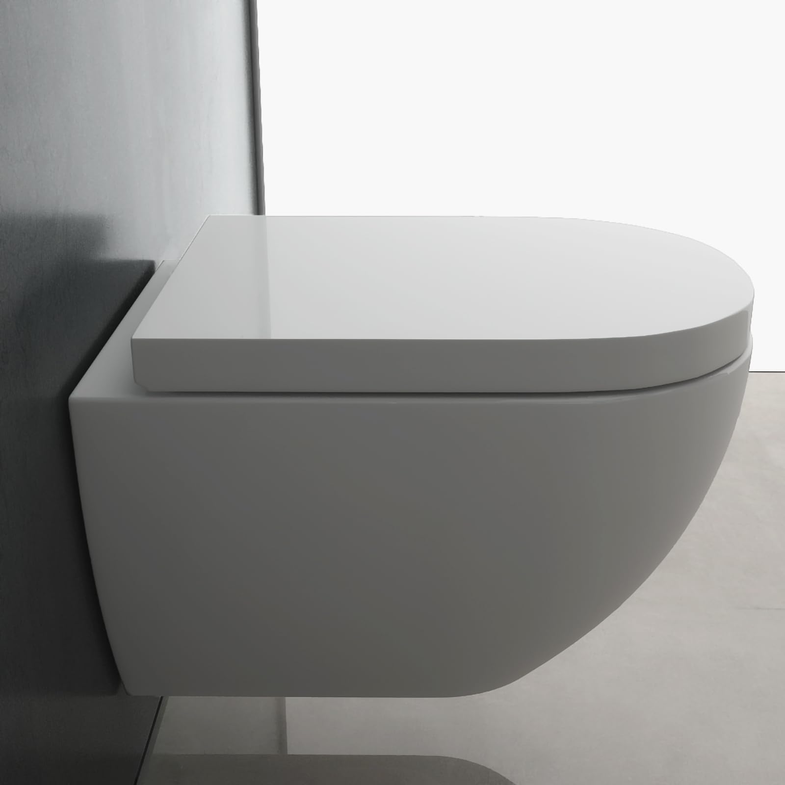 Alpenberger Hänge WC Spülrandlos | Toilette mit Nano | Tiefspüler Wand WC | Duroplast Toilettendeckel mit Absenkautomatik - UNI Sitz | Keramik Kloschüssel für Bad & Gäste WC | Passend Geberit