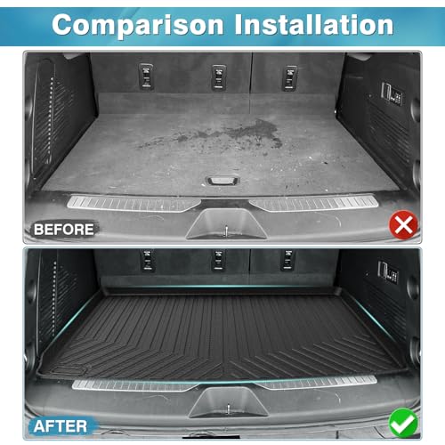 Image of Mixsuper Cargo Liner for Chevrolet Suburban /GMC Yukon XL 2021-2025 2026, All Weather Trunk Liner Rear Cargo Mat Behind The 3rd Row Seats Black