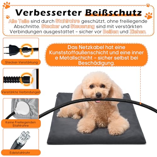 Angelpet Haustier Heizkissen XL 60x90cm – Heizdecke für Hunde & Katzen, 30–60 ℃ Temperatur & 14 Timer (0–12H/24H), Hunde Heizmatte mit Auto Screen-Off, bissfestem 1,8 m Kabel, 2 waschbaren Bezügen