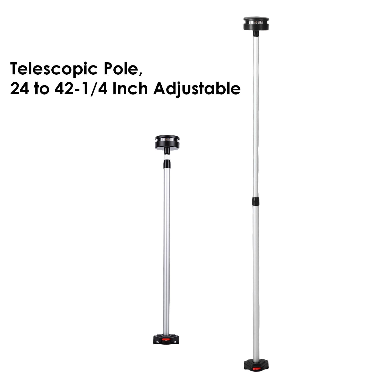 Hyuduo Luce di Navigazione a LED Prua per Barche Asta Telescopica Regolabile da 24 a 42,25 Pollici con Base Rimovibile Luce Marina Alimentata a Batteria IP67 per Piccole Imbarcazioni