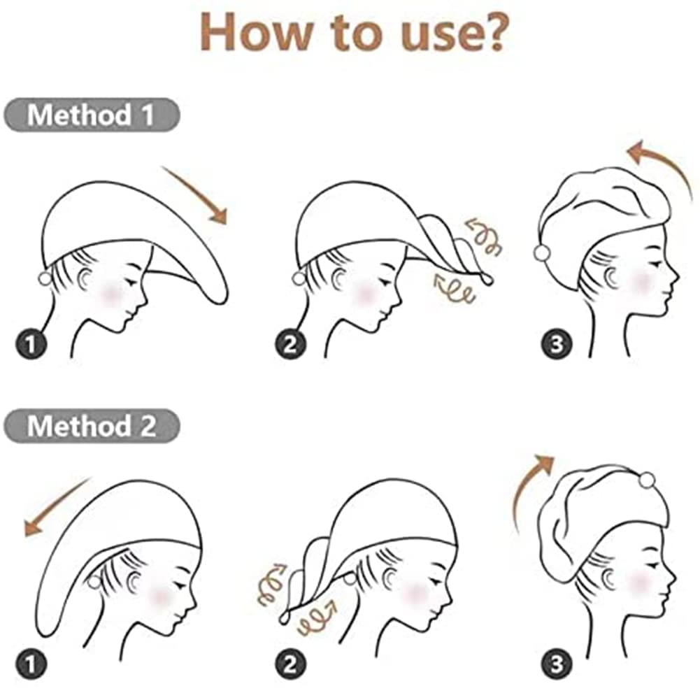 2Pz Asciugamano Capelli Turbante di Alta Qualità,Super Assorbente,Cotone doppio addensato Asciugamano in Microfibra,Asciugatura Rapida Turbanteper Capelli corti e lunghi con Bottoni(blu+viola)