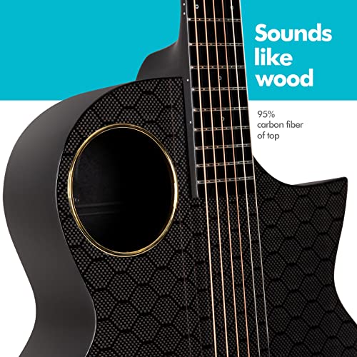 Enya Acoustic Electric Guitar Carbon Fiber X4 Pro Acousticplus 41” 4/4 Sized Guitar Bundle With Hard Case, Leather Strap, Instrument Cable & Usb Type-C Charging Cable(X4 Pro) #TOP5