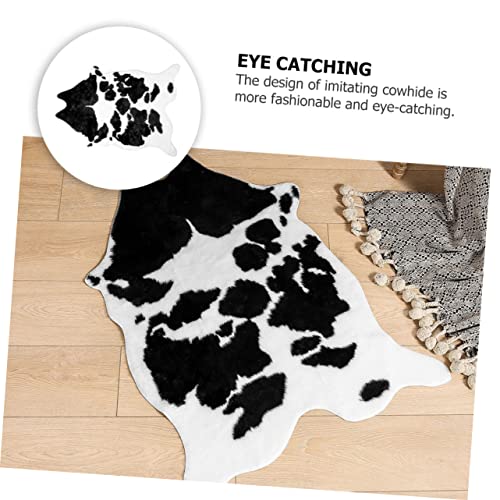 Alfombra de vaca lavable decorativa para hogar con base antideslizante 5