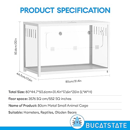 Image of BUCATSTATE Hamster Cage 2.0, Large Hamster Enclosure (31in, White)