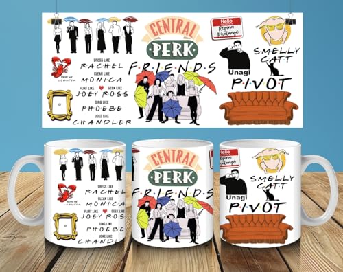 Image of Mugtime TM - Inspired by Friends TV Central Perk Pivot Symbols Characters- Ceramic Coffee Tea Mug Cup 11oz 330ml