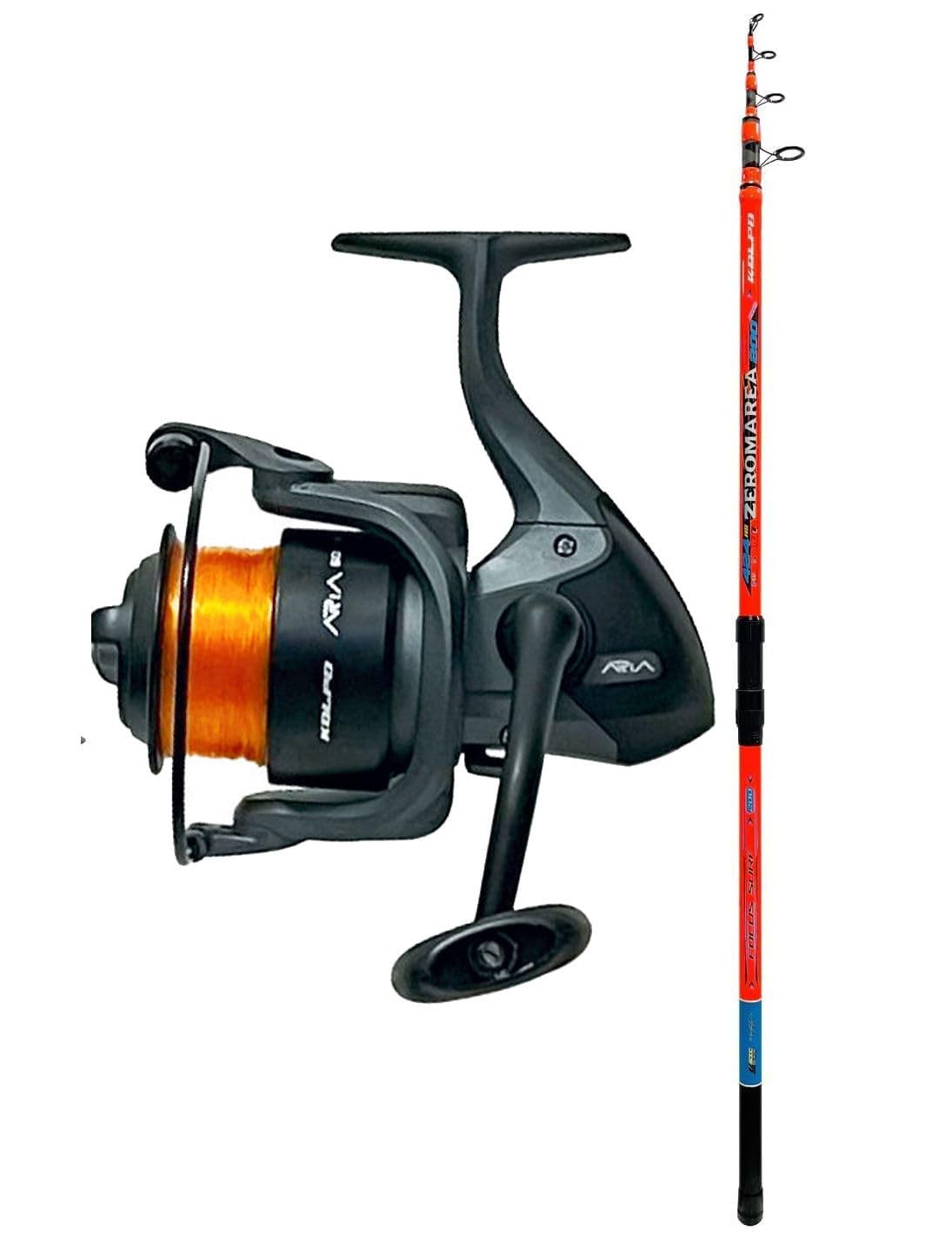 Kolpo 4.10 m Canna da Pesca Surf Casting + Mulinello con Filo – Mare, Spiaggia e Costa – Lanci Lunghi e Precisi – Kit Pesca Completo