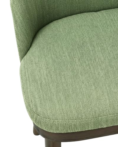 Image of Upholstered Dining Chairs Set of 2 - Modern Dining Room Chairs, Mid-Back Restaurant Kitchen Chairs with Wooden Legs, Green