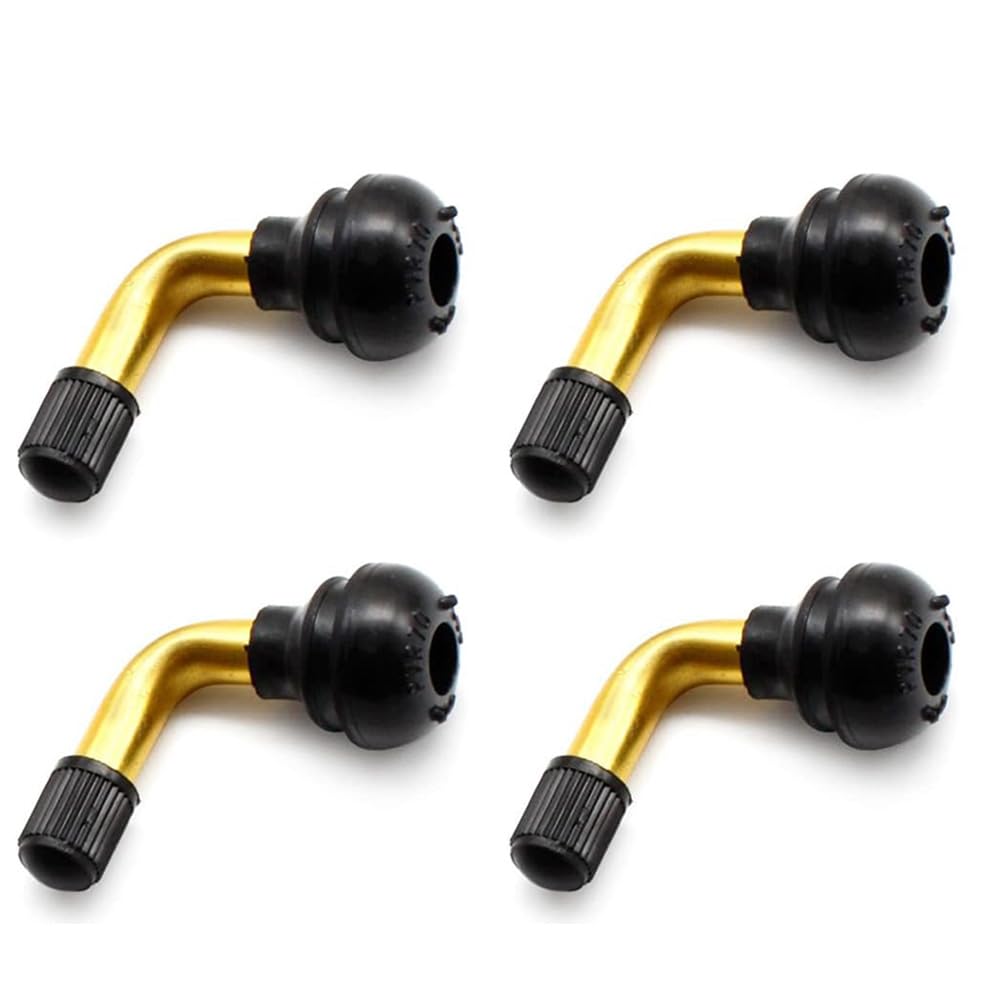 JRYXDS 4 Pezzi Valvole Pneumatici Tubeless In Ottone A 90°Valvola Pneumatici Tubeless Ottone Steli Delle Yalvole Per Pneumatici Di Moto, Auto E Biciclette - 1