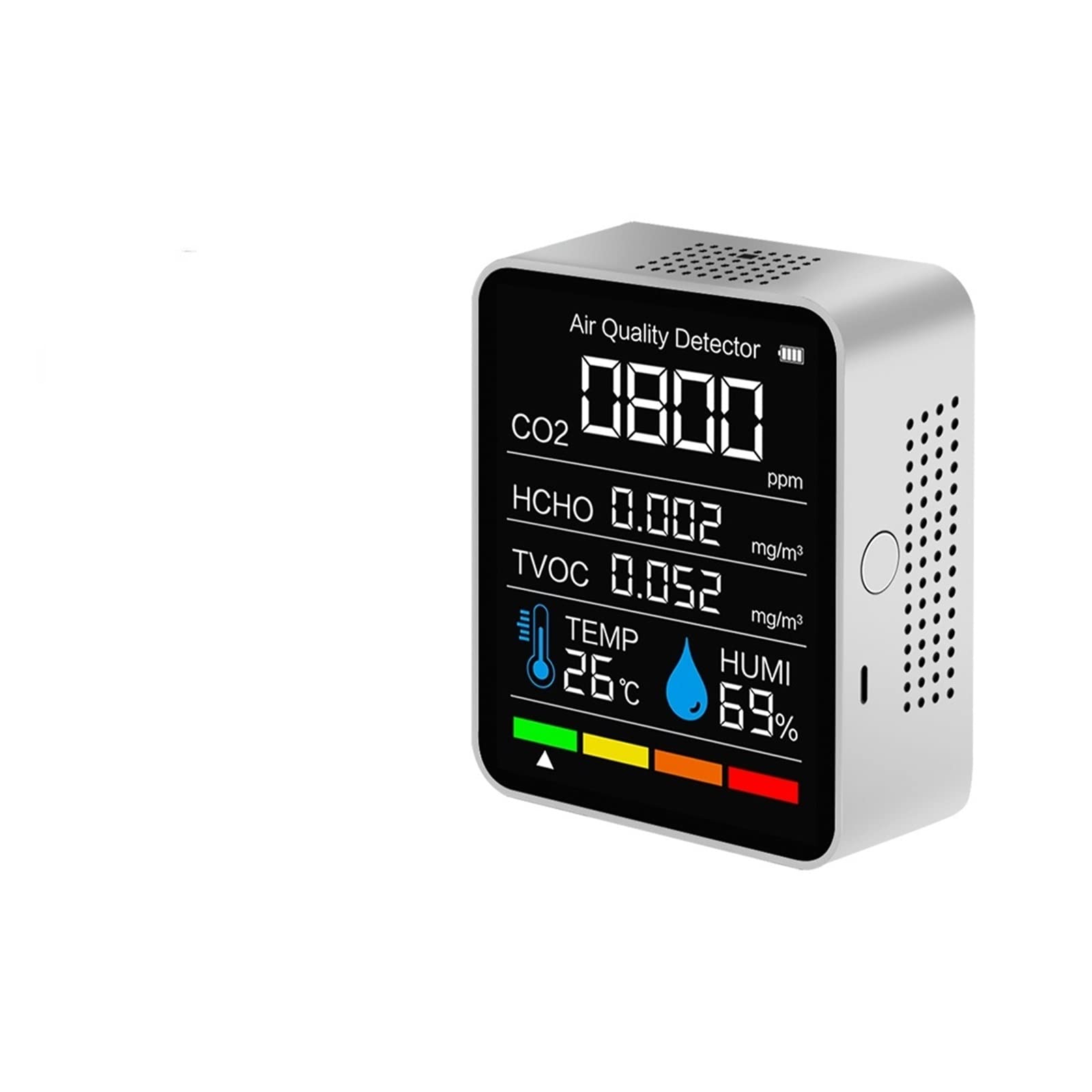 Gas Detectors, Carbon Dioxide Detector CO2 Smart Digital Meter Indoor Temperature Humidity Sensor Tester Air Quality Monitor(Bianco)