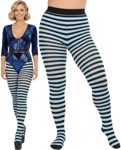 Image of ToBeInStyle Women's Thin Horizontal Stripe Opaque Tights Pantyhose - Regular or Plus