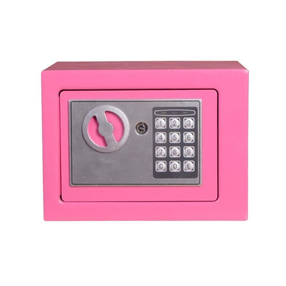 RLKHXBS Pequeña Alta Caja Fuerte Electrónica Seguridad Gabinete Cajas Fuertes Acero para De Identificación Documentos Computadoras Portátiles,Gold-17x17x22cm