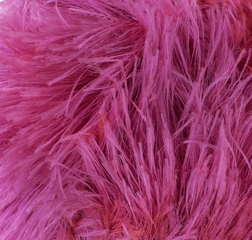 Image of Eyelash Fun Fur Yarn Premium 100% Polyester 164 Yds (150 Mt), 3.53 Oz (100 Gr) Colorful Crochet Yarn Dıy Hand Knitting. (Neon Pink, 3 Skein)