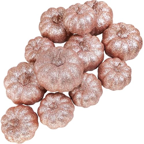 Winlyn 12 Pcs Rose Gold Glitter Artificial...