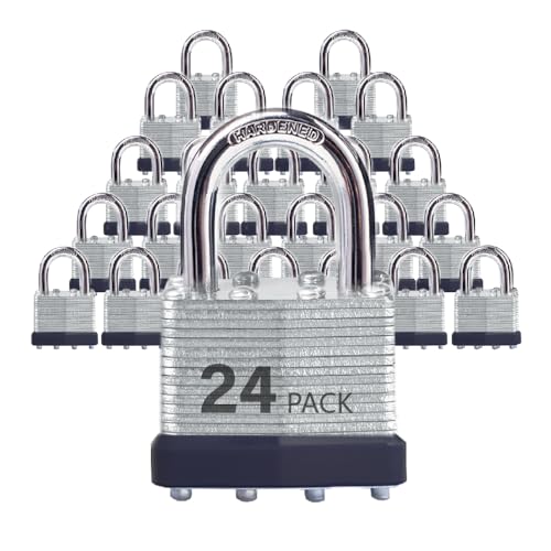 Image of Keyed Alike Laminated Steel Padlocks with Normal Shackle for Sheds, Fences & Lockers (24-Pack)