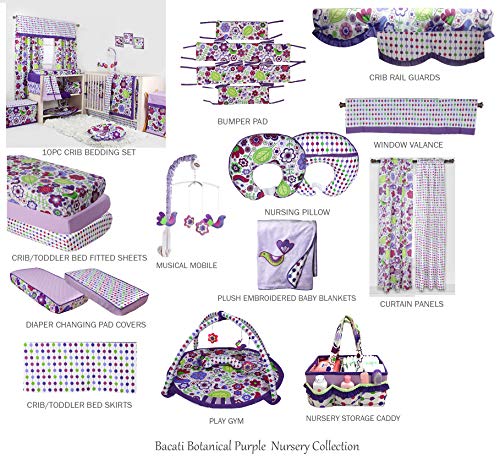 Bacati - Botanical Sanctuary Multicolor Purple Printed Crib/Toddler Bed Skirt #TOP6
