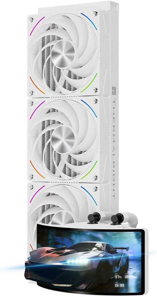 Thermalright Rainbow Vision 360 Turbo ARGB Black AIO CPU Cooler,CPU Water Cooler System,6.67in Curved Screen with 2400x1080 Resolution,for AM4/AM5,LGA1851/1700,DIY Background Subject