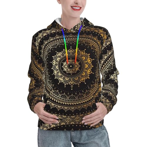 Pull mandala doux pour femme sweat à capuche ajustable et chaud