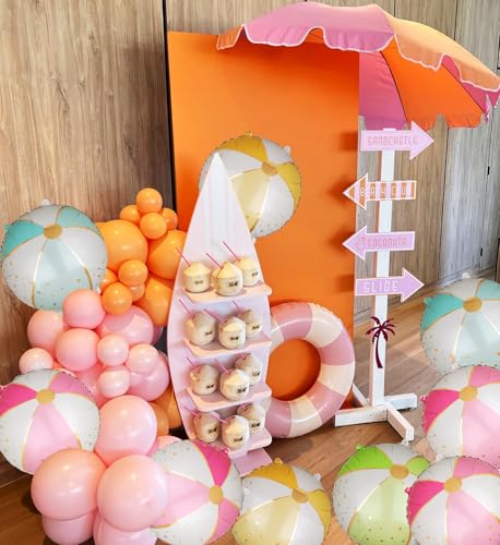 Image of Beach Balloons 18 Inch Mylar Beach Balloon Summer Swimming Hawaiian Luau Hawaii Beachs Pool Theme Birthday Party Decor Supplies 16 Pcs